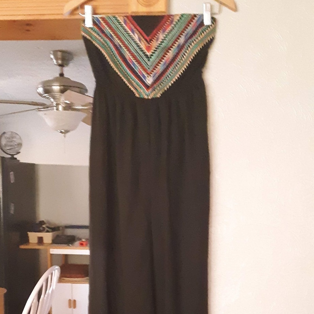 Black One Piece Pant Style Romper with Halter Top